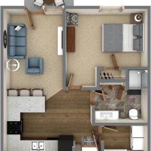 B Unit - One Bedroom (741 Sq. Ft.)