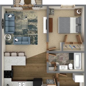 C Unit - One Bedroom (799 Sq. Ft.)