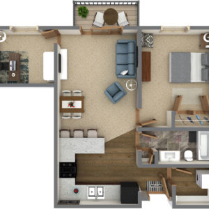 E Unit - 1 Bedroom Den (836 Sq. Ft.)