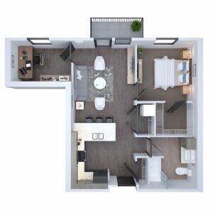 Unit B2 - One Bedroom, One Bath & Den